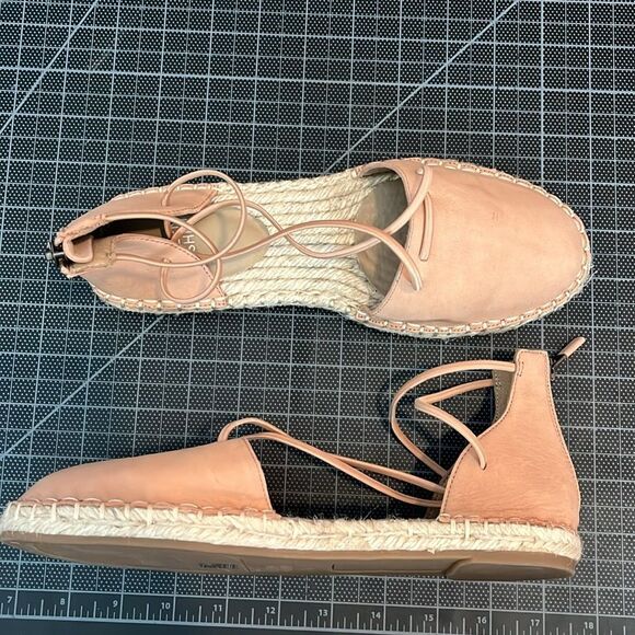 Eileen Fisher Lace-Up Leather Espadrille Sandal, Toffee Cream Pink Size - Picture 4 of 7